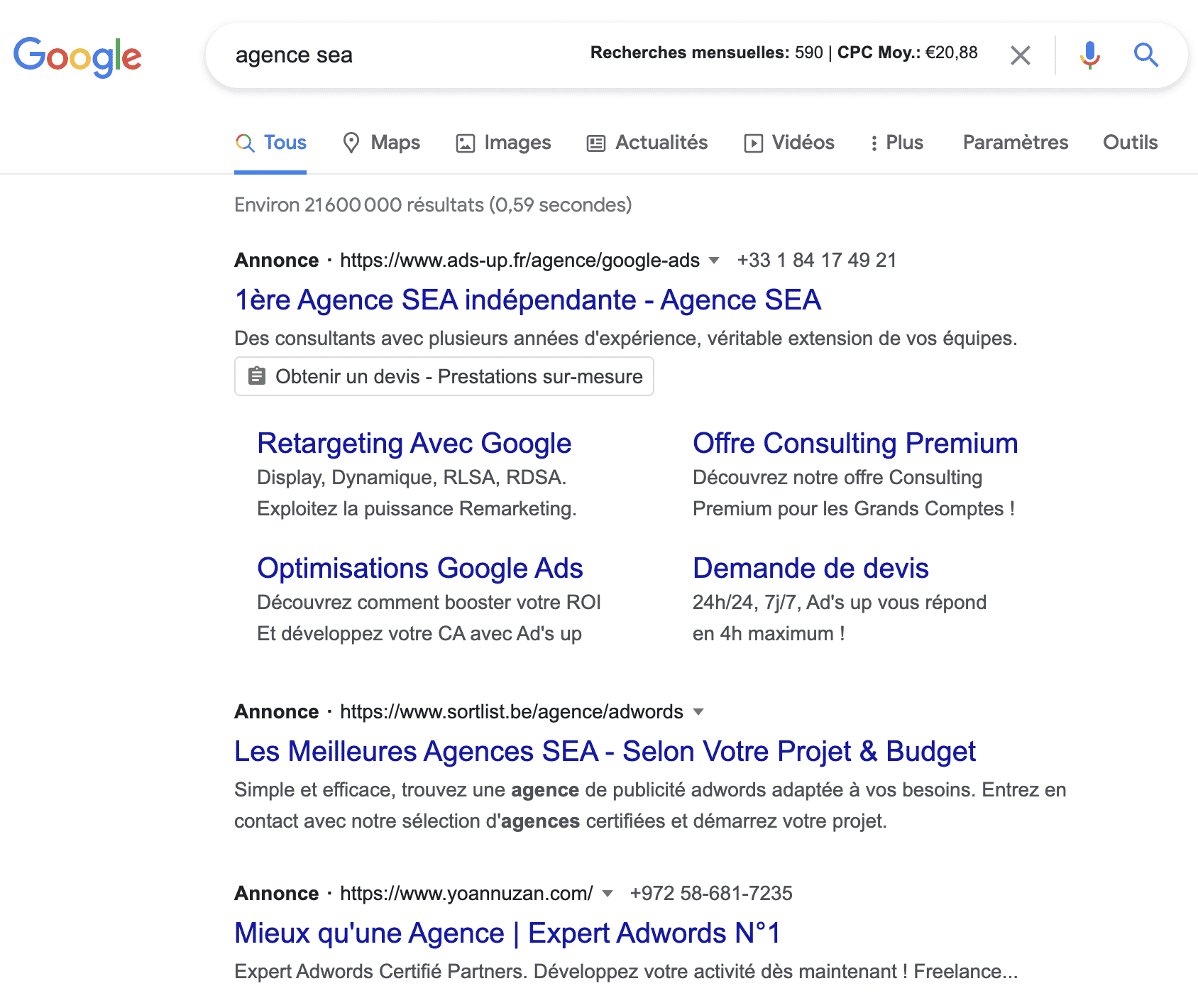 Publicit&eacute; en ligne SEA 