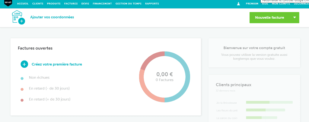 Test et avis du logiciel de facturation Zervant