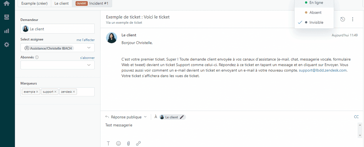 service client CRM Zendesk