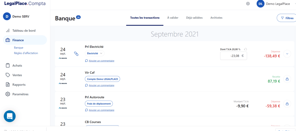 test et avis logiciel de comptabilité LegalPlace Compta