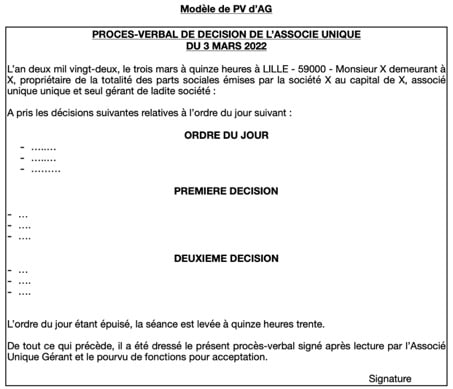 pv assemblé eurl