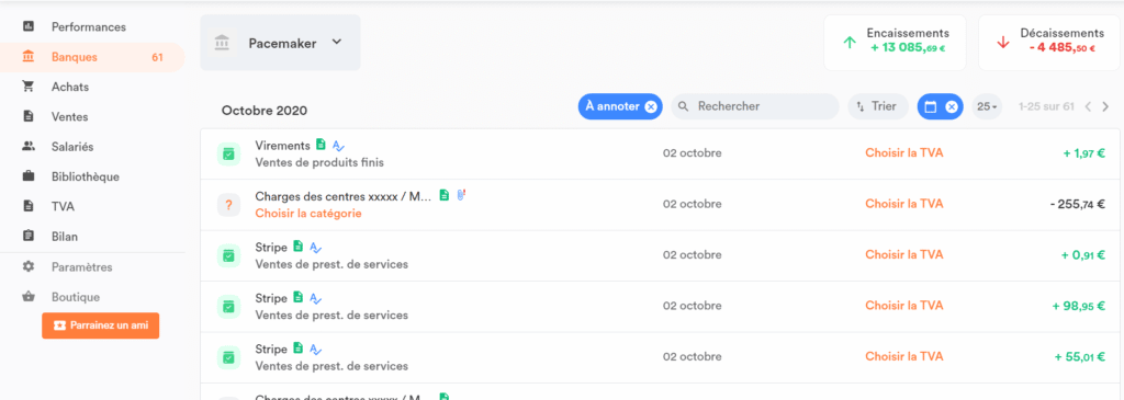 test et vis logiciel de comptabilité Kandbaz