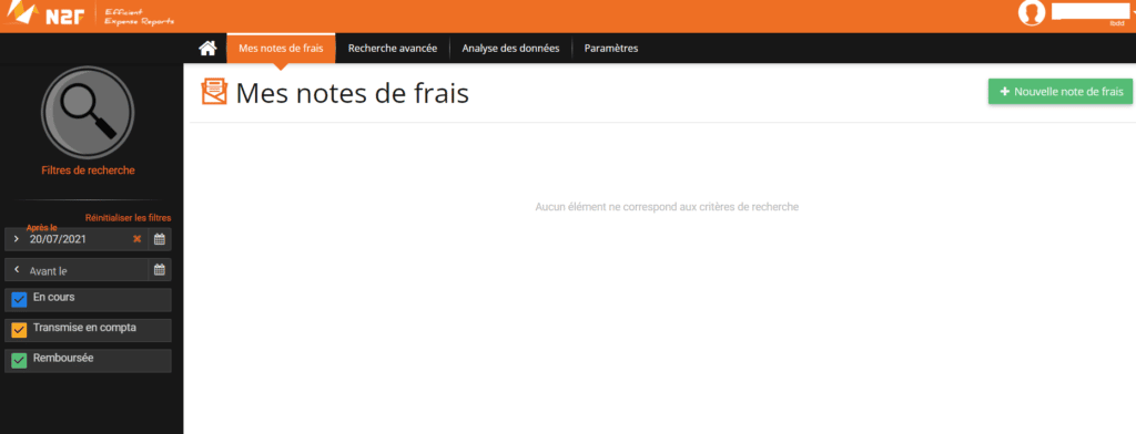 Test du logiciel N2F pour la gestion des notes de frais 