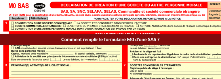 remplir le formulaire M0 SAS