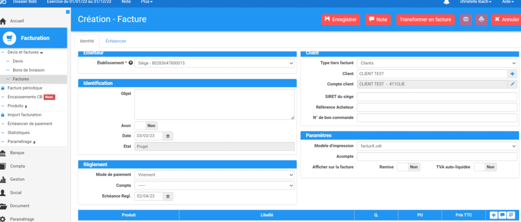 Test du module facturation de Comptacom sur le blog du dirigeant