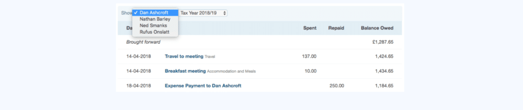 module de suivi des notes de frais FreeAgent sur Le blog du dirigeant