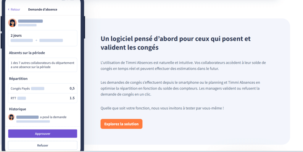 demande de congés sur l'application Timmi sur Le Blog du Dirigeant