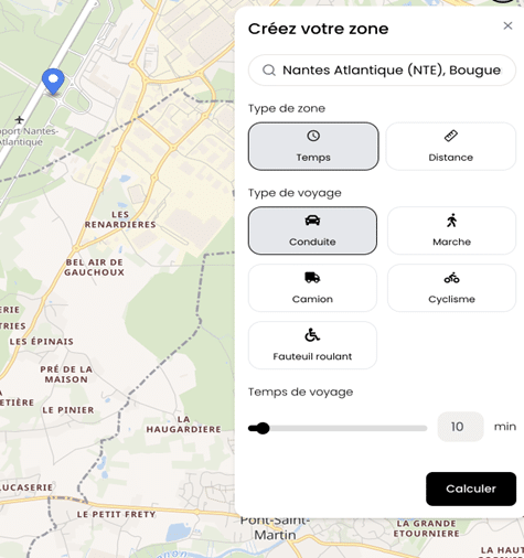 zone de chalandise mode de transport