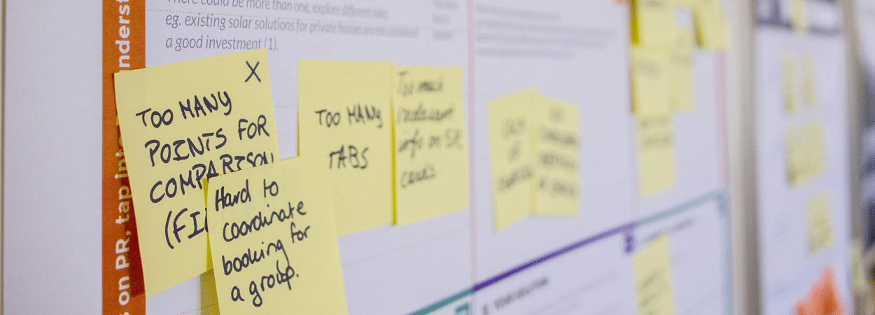 representation visuelle d'une gestion de projet avec jalon, sous format de post-it
