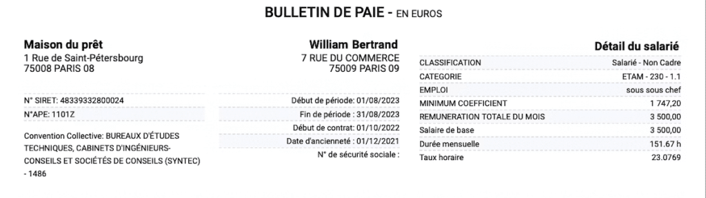identification fiche de paie
