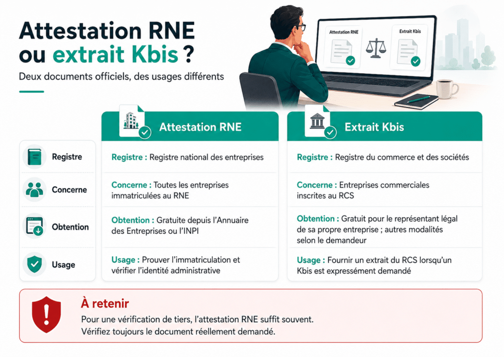 Attestation RNE ou extrait Kbis ?