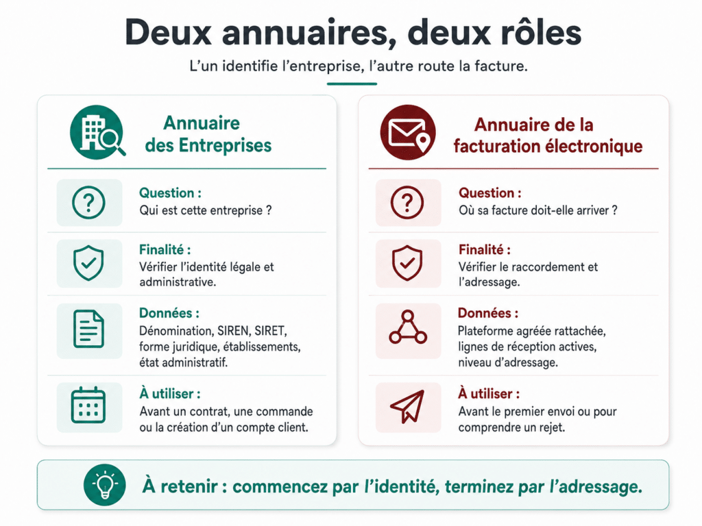 Différences entre l’Annuaire des Entreprises et l’annuaire de la facturation électronique