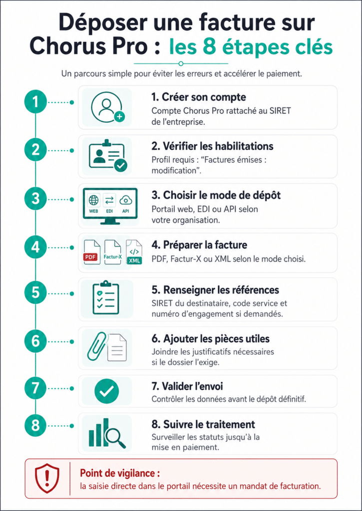 Les huit étapes pour déposer une facture sur Chorus Pro