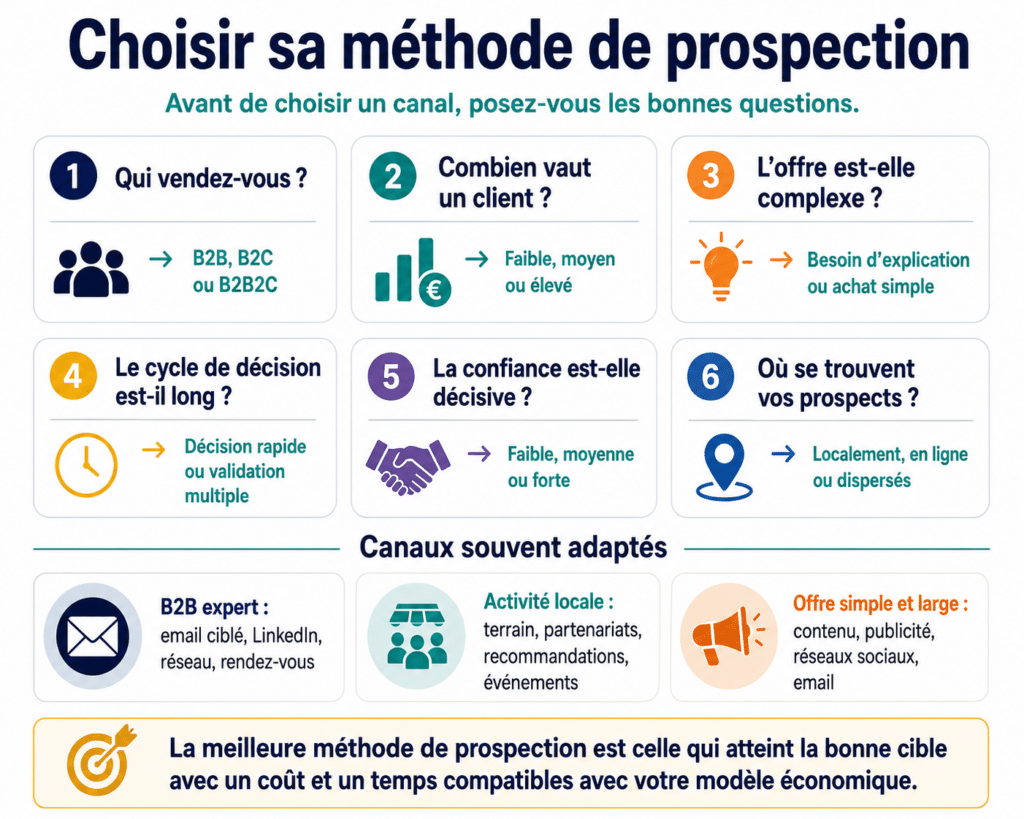 Six critères pour choisir une méthode de prospection adaptée à son modèle économique