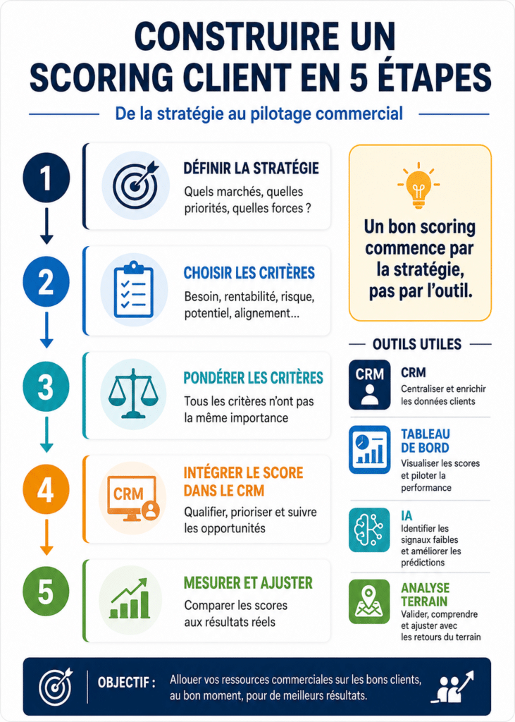 Méthode en cinq étapes pour construire un scoring client de la stratégie au pilotage commercial