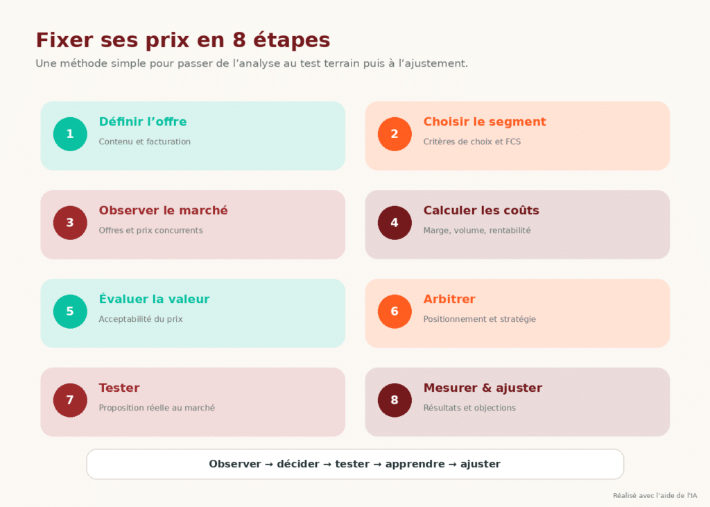 M&eacute;thode en huit &eacute;tapes pour fixer, tester et ajuster son prix de vente