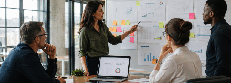 Équipe analysant des données clients pour construire un scoring client et prioriser les prospects